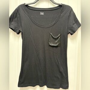 a.n.a Black Sequin Pocket Women's Top